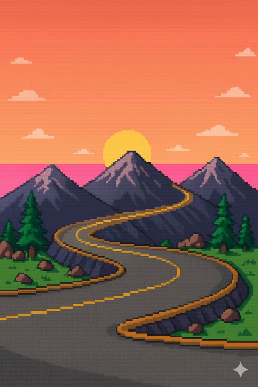 Retro mountain road